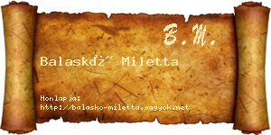 Balaskó Miletta névjegykártya